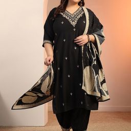 EXTRA LOVE BY LIBAS Women Floral Embroidered Regular Kurta with Salwar With Dupatta-23