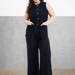 SASSAFRAS Curve Denim Sleeveless Top With Trousers Co-Ords-picture-21
