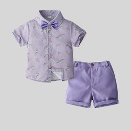 LULU & SKY Boys Floral Printed Shirt With Shorts-image-39