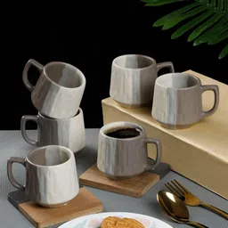 Arrabi Brown Printed Ceramic Matte Cups Set of Cups and Mugs-22