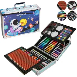 Space Big Color Box for Girls 145pcs Professional Color Suitcase Drawing Color for Kids Birthday Gift Surprise Gift for Girls Party Favor Return gift for Kids Art Metal Pencil Box-image-35