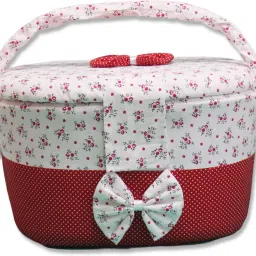 4 L White, Red Laundry Basket-13