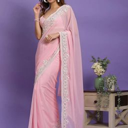 Trendmalls Embroidered Pure Georgette Saree-46