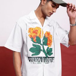 glitchez Boho Botanicals Printed Drop-Shoulder Sleeves Oversized Shirt-image-6