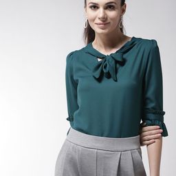 La Zoire Women Teal Green Solid Top-image-49