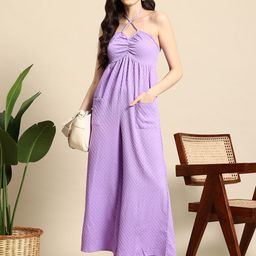 Mast & Harbour Seersucker Smocked Back Halter Neck Basic Jumpsuit-picture-33