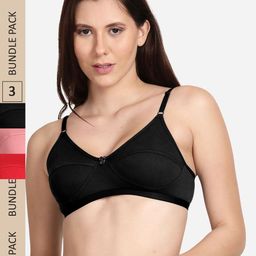 shyaway Pack Of 3 Non Padded Non-Wired Cotton Bras-image-8
