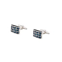 The Tie Hub Men Blue Rhodium-Plated Quirky Cufflinks-image-40