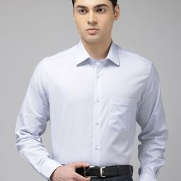 Van Heusen Custom Fit Textured Self Design Pure Cotton Formal Shirt-image-53