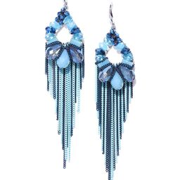 Jewels Galaxy Blue Silver-Plated Beaded Tasselled Handcrafted Drop Earrings-21