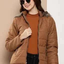 HERE&NOW Solid Hooded Padded Jacket-picture-14