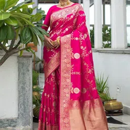 PAYAL CREATION Woven Design Zari Saree With Unstitched Blouse Piece-10