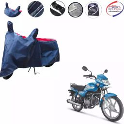 Auto Pearl Waterproof Two Wheeler Cover For Hero MotoCorp HF Deluxe (Red & Blue)-44