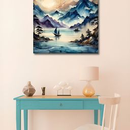 OLIVE TREE Brown & Blue Canvas Floral and Botanical Wall Paintings-picture-7