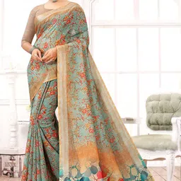 Fevinaa Floral Zari Linen Blend Saree-image-26