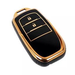 Auto Pearl TPU Key Cover Compatible with Toyota Innova Crysta Key Cover 2 Button Smart Key (Black)-31