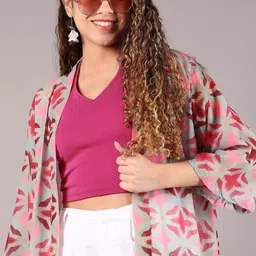 LIMEROAD Women Printed Open Neck Cotton Shrug-57