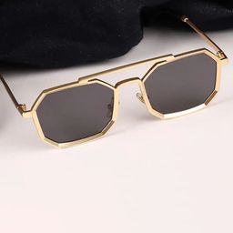 SPADEACES Unisex Octagon Sunglasses with UV Protected Lens GOLD BLACK HEXAGUN -357-picture-29