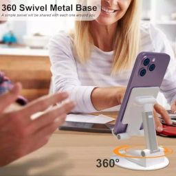 FEDUS Foldable Mobile Holder with Adjustable Angles for Perfect View, Lightweight, Universal Mobile Stand White image 2