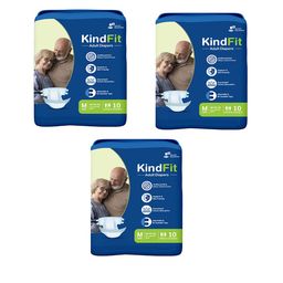 Kindfit Set Of 3 Tape Style Rash Free Adult Diapers - M - 10Pcs Each-46