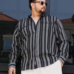 Instafab Plus Men Plus Size Comfort Striped Relaxed Fit Casual Shirt-image-80