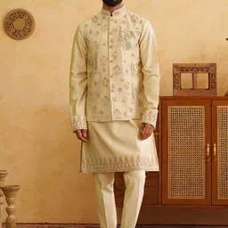 Denis Parkar Men Embroidered Regular Beads and Stones Top with Pyjamas-56