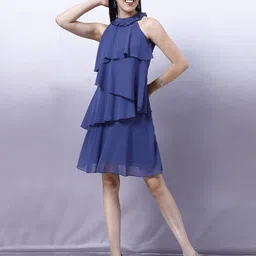 Shally Bhasin by Athena Women Halter Neck Layered Fit & Flare Dress-image-37