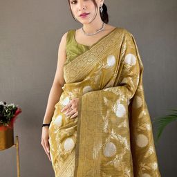 KALINI Woven Design Floral Zari Silk Blend Banarasi Saree-picture-31