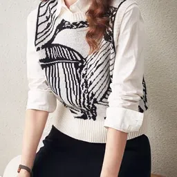KPOP Women Ribbed Round Neck Pullover-image-88