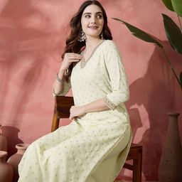Sangria Foil Printed Straight Kurta With Trousers-image-47