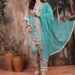 Sangria Floral Printed Regular Kurta with Salwar & With Dupatta image 2