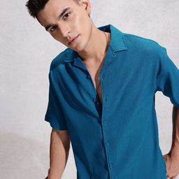 WROGN Oversized Self Design Textured Drop-Shoulder Sleeves Casual Shirt-picture-1