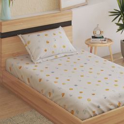 Home Centre Slate Kids Off White Printed Cotton 150TC Single Bedsheet Set 2.28 x 1.52m-image-44