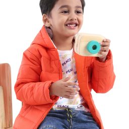 Babyhug Full Sleeves Quilted Hooded Jacket Solid- Orange-image-11