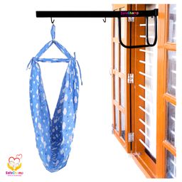 SafeChamp Cloud Baby Cradle Cloth with Seperator And  Metal Window Cradle Hanger - Blue-14