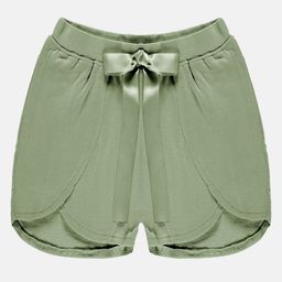 Kiddopanti Solid Bow Detailed Overlap Shorts - Grey-image-98
