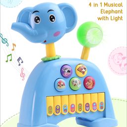 Babyhug Musical Light & Sound Elephant Piano with 5 Modes of Animal Sound - Blue-20