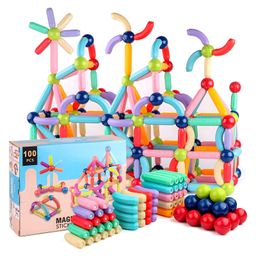 AKN TOYS Building Sticks Blocks Kids Toys, Learning Sticks and Balls, Activities Toys for Toddlers, Educational Magnet Building Blocks, - 100 PCS- COLOR MAY VARY-12
