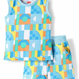 Babyhug Single Jersey Knit Sleeveless Printed Tank T-Shirt & Shorts Co-Ord Set - Multicolor-image-61