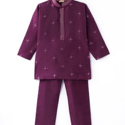 Ridokidz Full Sleeves Sequins Embellished Kurta & Pyjama Set - Wine-image-43
