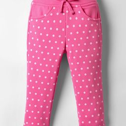 Olio Kids Full Length Woollen & Fleece Pant with Polka Dot Print - Fuchsia-picture-33