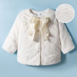 Mark & Mia Full Sleeves Jacket With Bow & Floral Design - Offwhite-picture-18