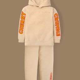 Cherry Crumble By Nitt Hyman Knit Full Sleeves Brand Name Patch Detailed Hooded Heavy Winter Sweatshirt & Joggers Set - Beige-picture-28
