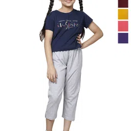BAESD Girls Pack Of 5 Cotton High-Rise Regular Fit Capris-49
