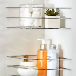 Home Centre Orion Chester Chrome Silver-Toned 2 Pieces Metal Corner Wall Shelfs-image-27
