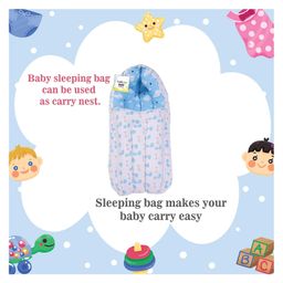 Toddylon Baby Bedding New Born Bed with Mosquito Net & Sleeping Bag Combo - Blue image 4