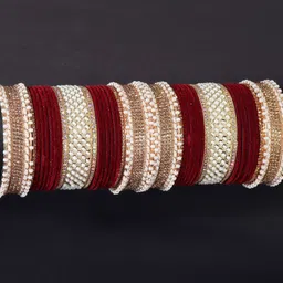 ZULKA Set Of 34 Zircon Diamond & Kundan-Studded & Beaded Antique Chuda Bangles-picture-26