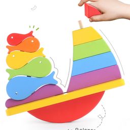 Intelliskills Premium Wooden Rainbow Balancing Ship Stacker | Multicoloured | Learning & Educational Toy | Ideal for Gifting | Fine Motor Skills Development | Hand-Eye Coordination | Problem-Solving for Toddlers | ASTM, CE & BIS Approved image 5