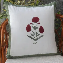 Weaves of Tradition White & Red Ethnic Motifs Square Cushion Covers-image-6