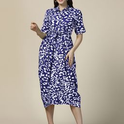 Moda Rapido Women Printed Fit & Flare Midi Dress With Belt-picture-30